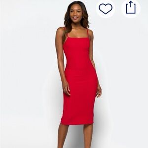 Nine Britton Vibrant Red Midi Dress